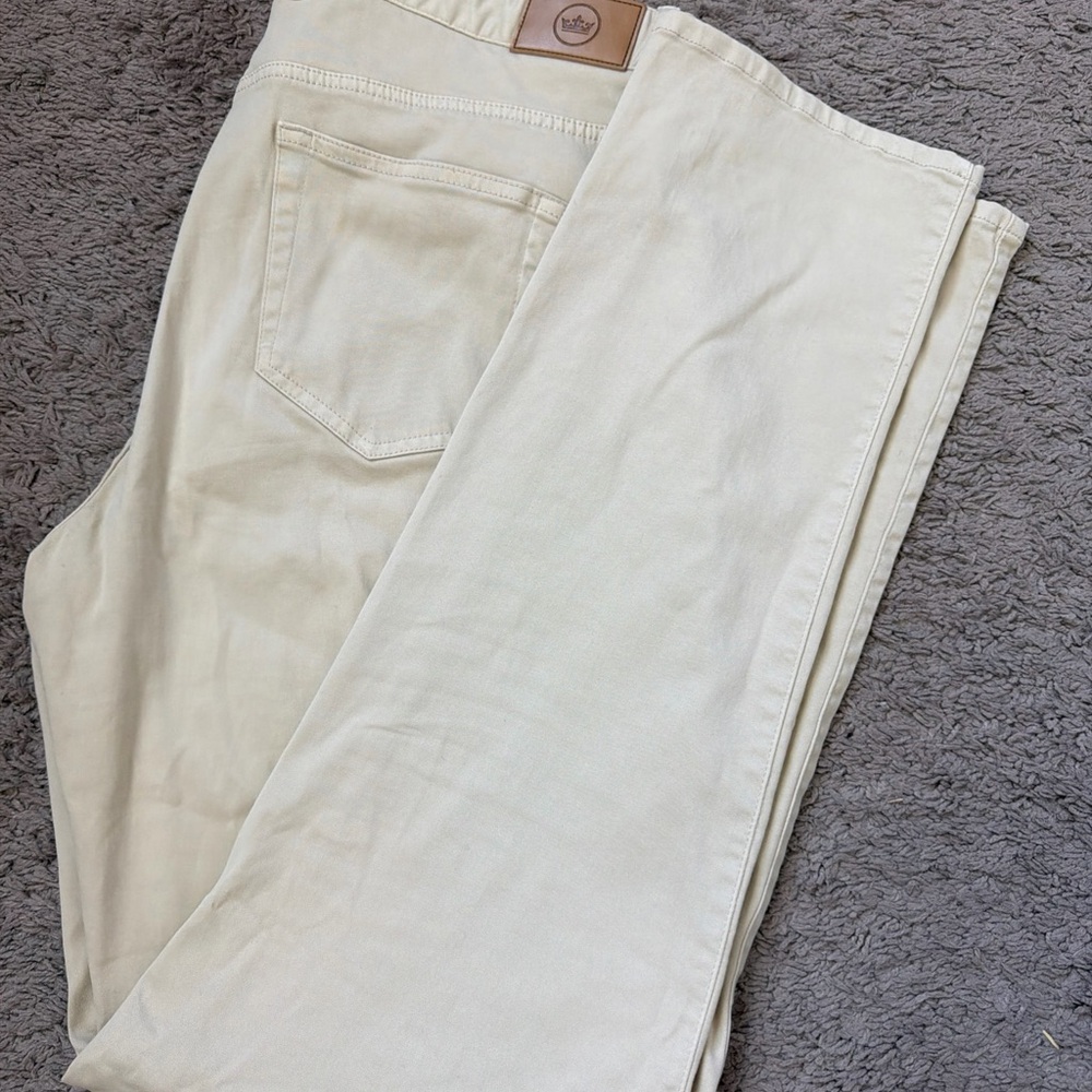 Peter Millar Pants Mens Sz 38 Beige Ultimate 5 Pocket Pant ME0B39 Performance